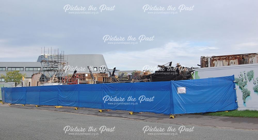 Remains of the University building destroyed by fire, Triumph Road, Lenton, Nottingham, 2014