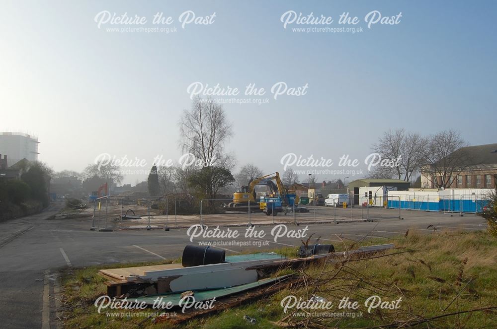 Demolition of the former Cottesmore School on Lenton Boulevard, Nottingham, 2016