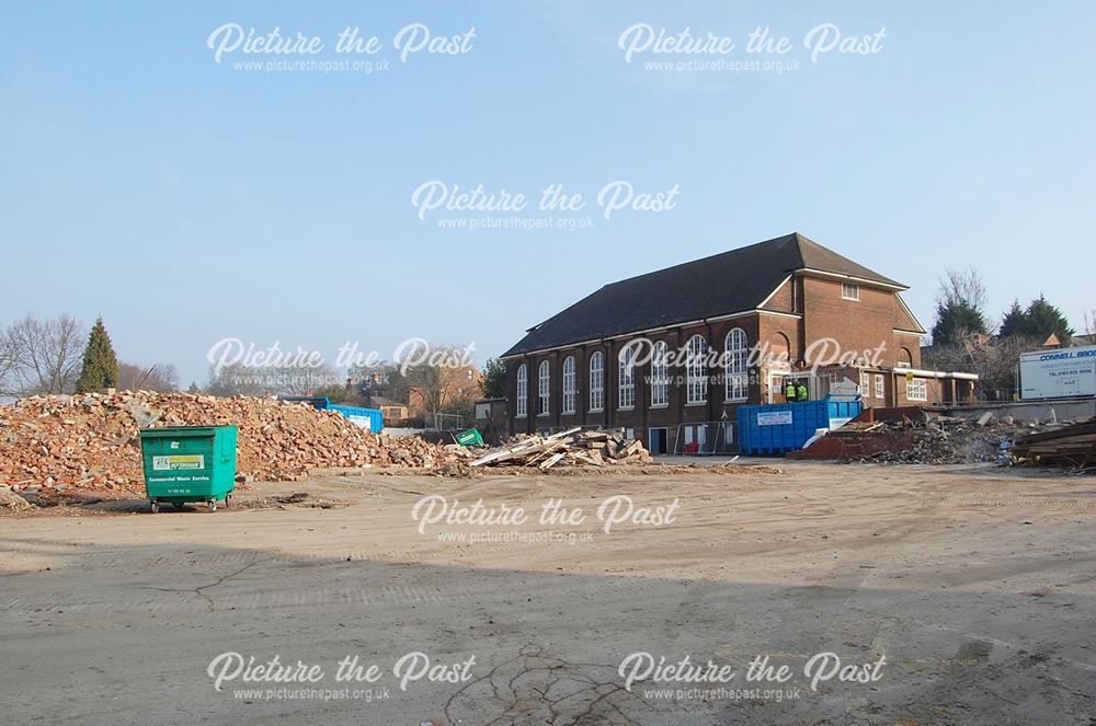 Demolition of the former Cottesmore School on Lenton Boulevard, Nottingham, 2016