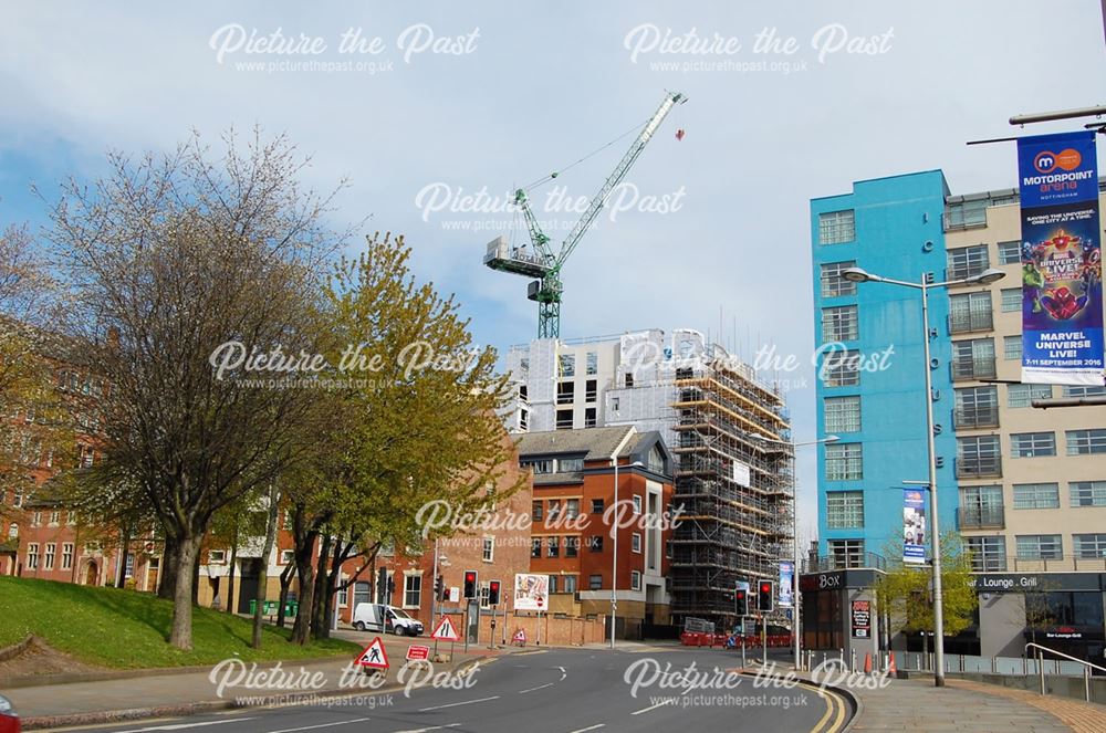 Construction of new apartment block on Bellar Gate, Nottingham, 2016