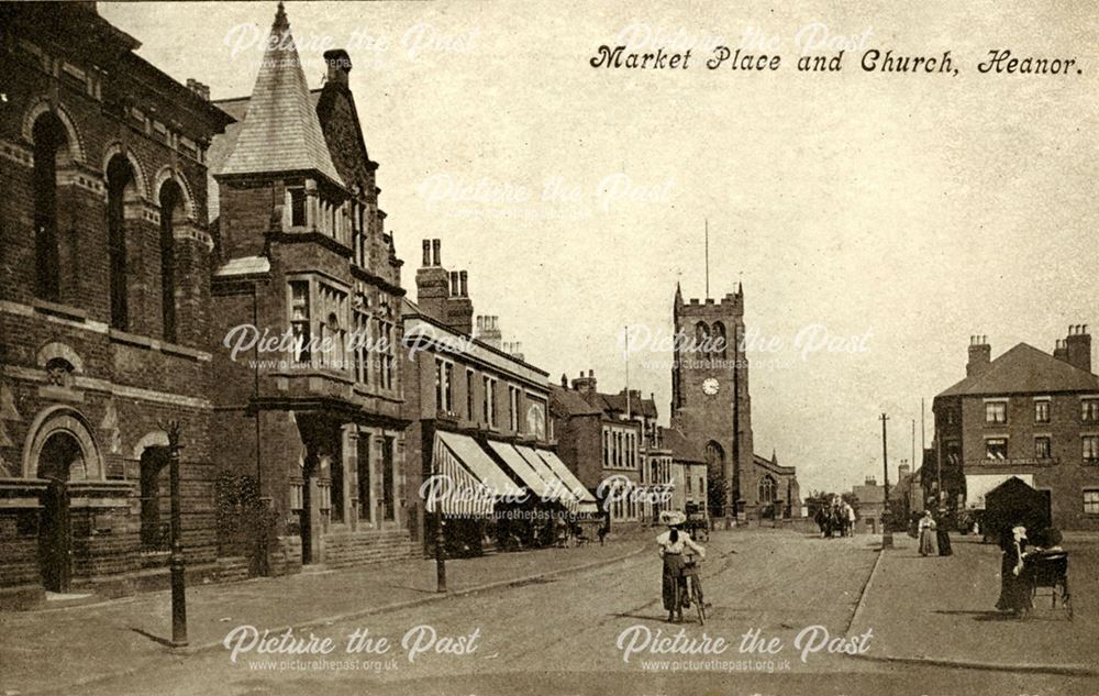 Market Place and Church, Market Street, Heanor, c 1900s