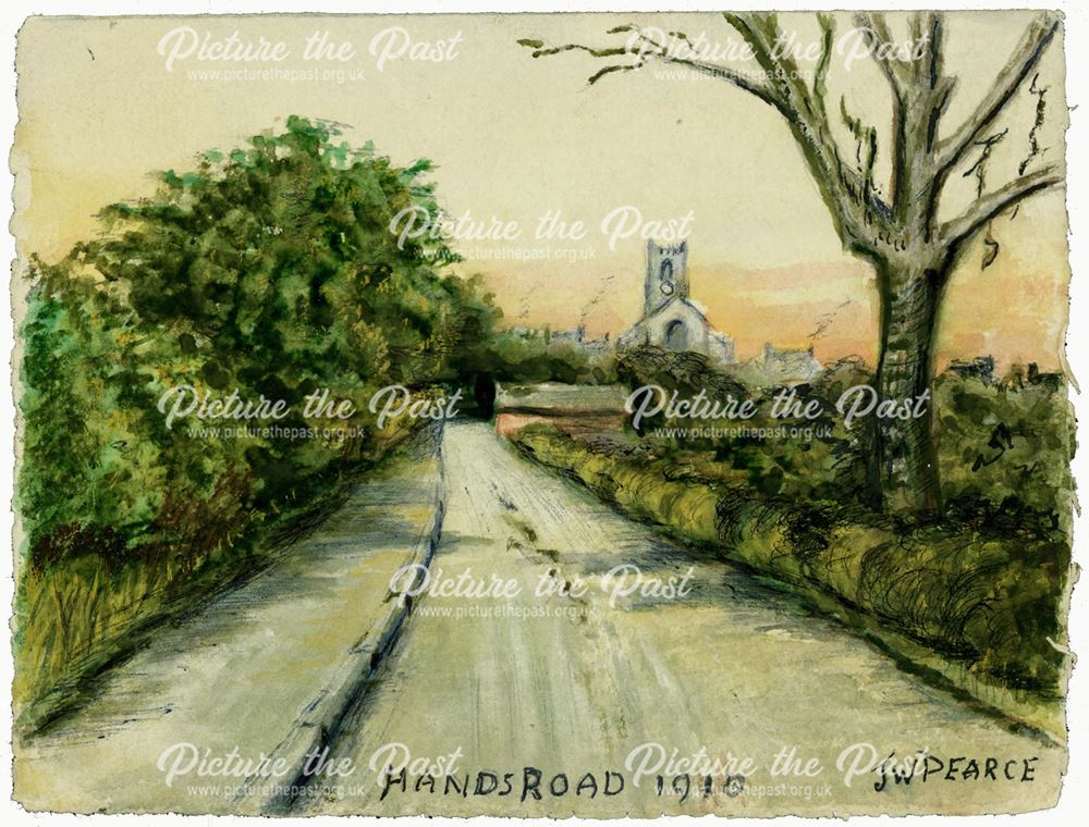 Painting of Hands Road, Heanor, 1910