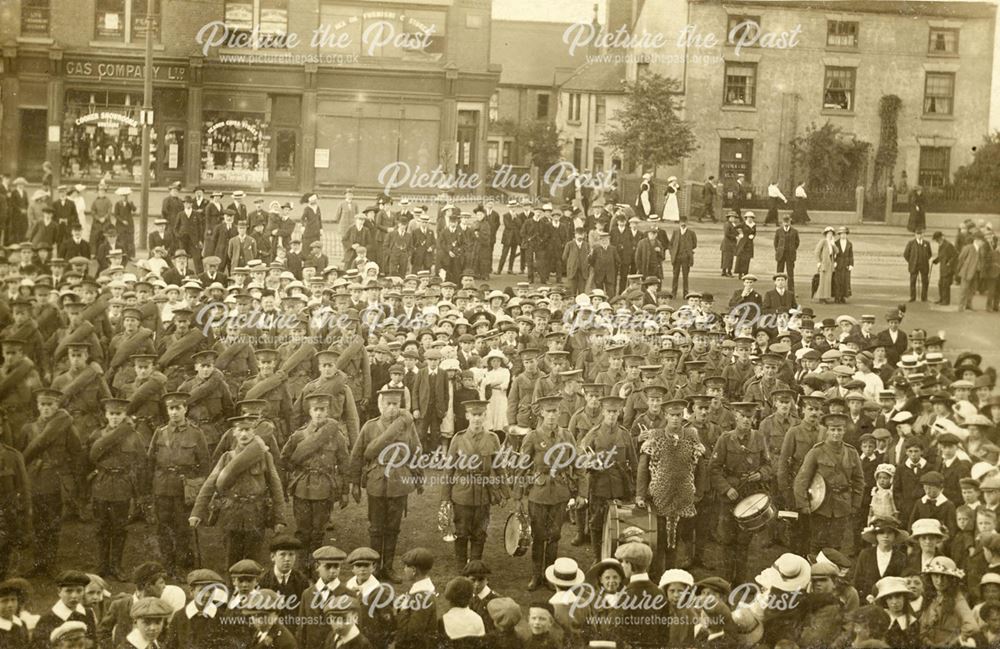 First World War soldiers, Market Place, Heanor, c 1914