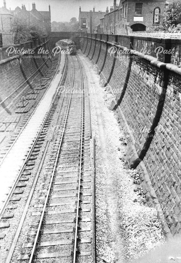 Belper railway showing building on Bowling Alley