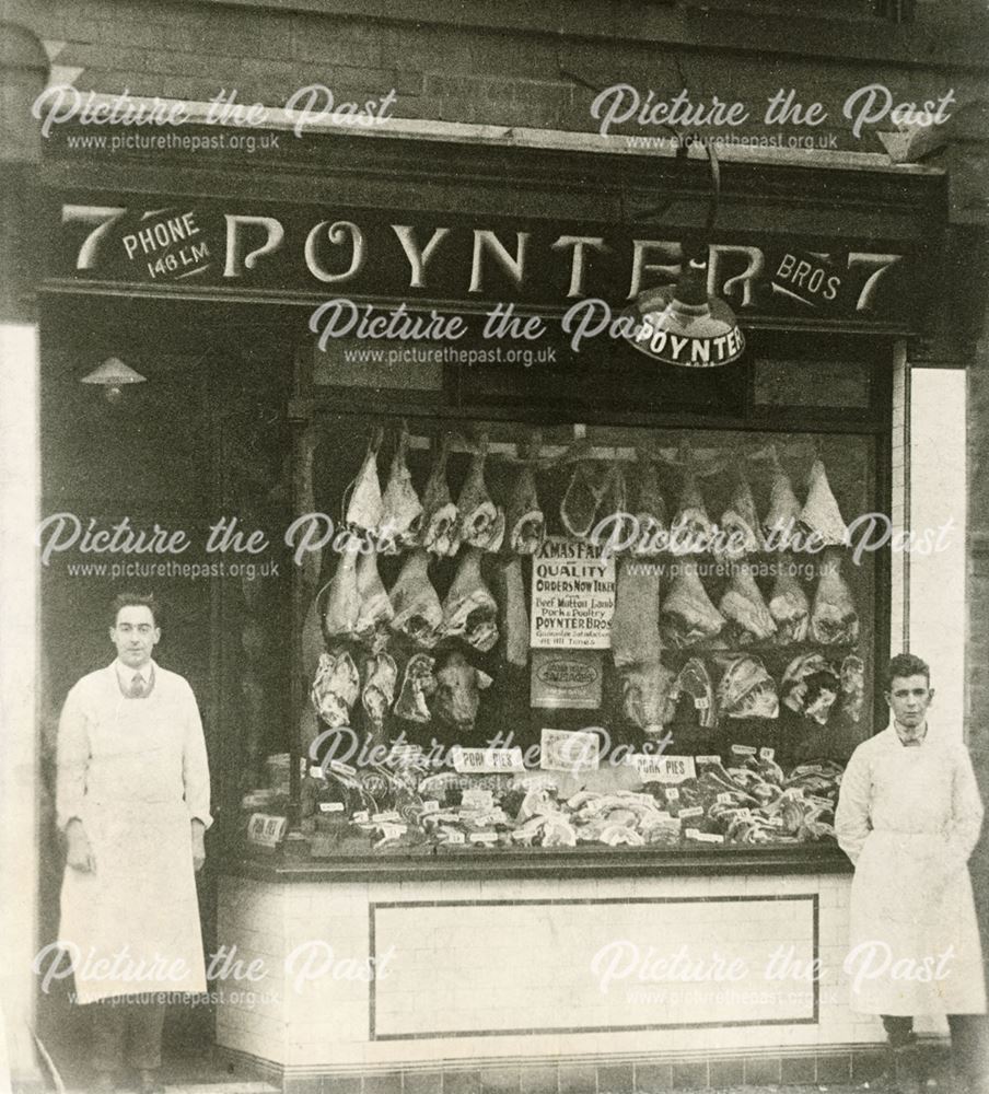 Poynters Butchers, Market Street, Heanor, c 1945