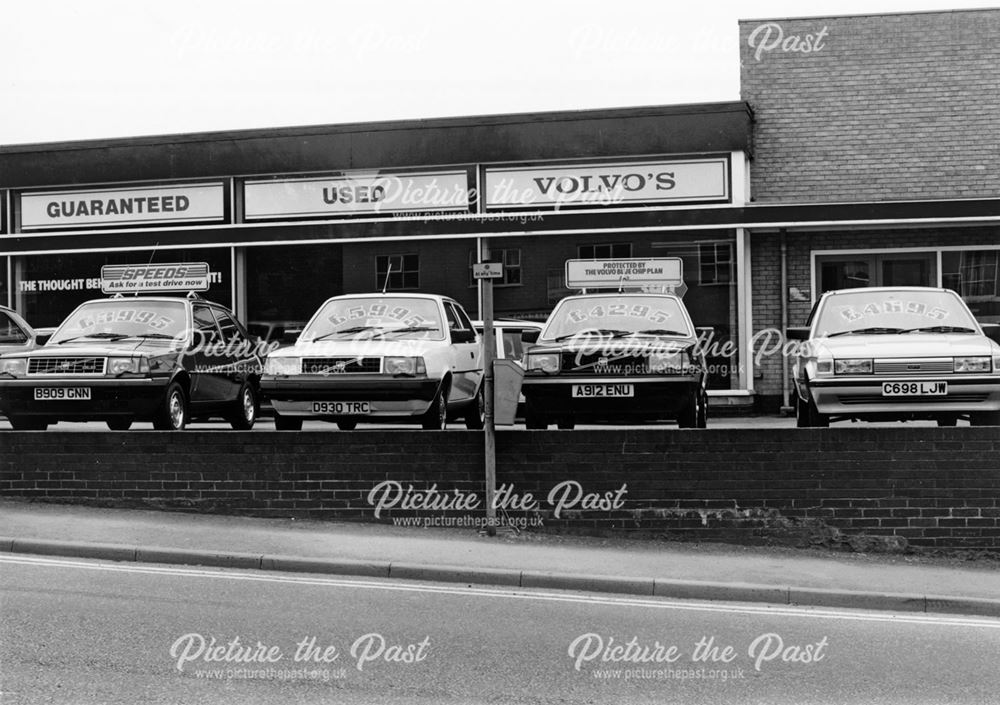 Speeds Volvo Garage, King Street, Alfreton, 1987