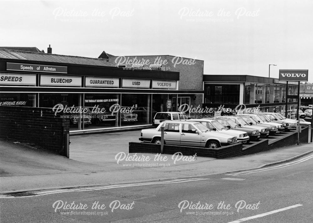 Speeds Volvo Garage, King Street, Alfreton, 1987