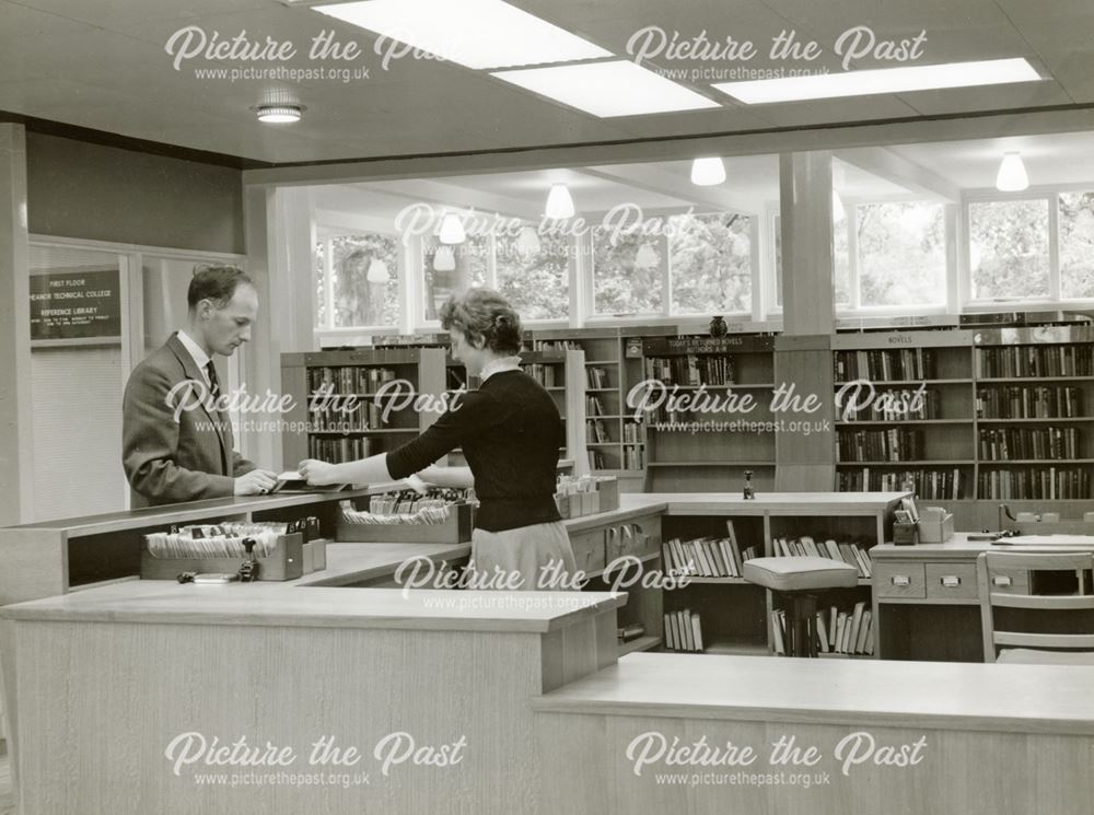 New Heanor Library - interior, Ilkeston Road, Heanor, 1959