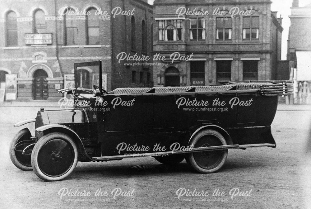 Frank Cope's Bus Service, Market Place, Heanor, 1920s