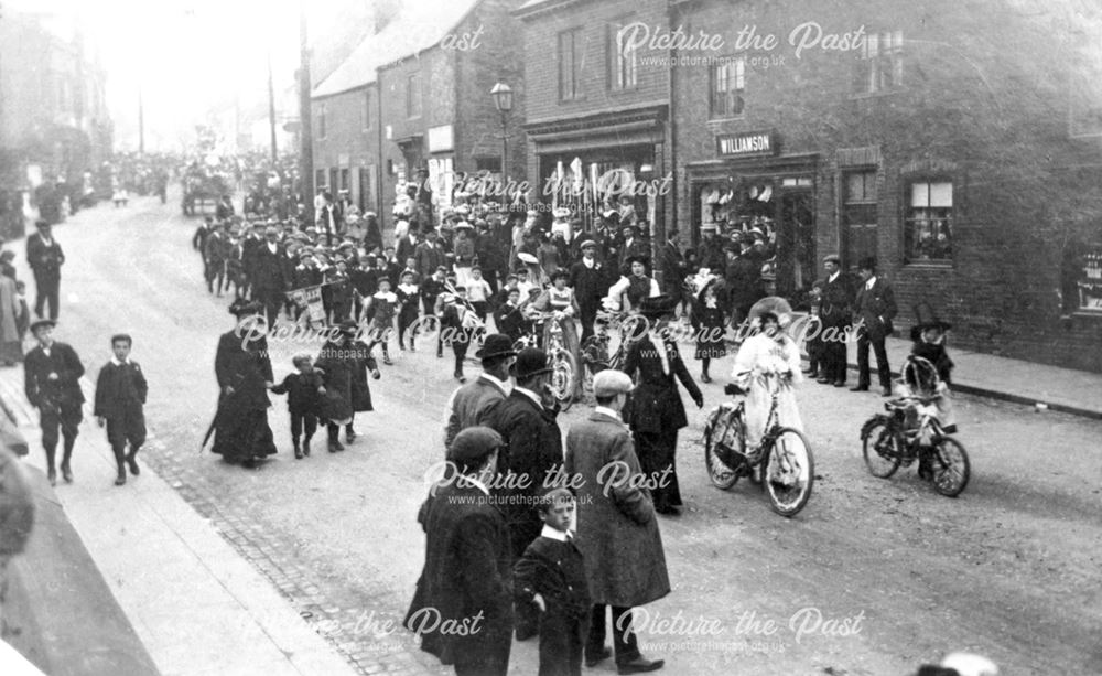 Parade of Children and Women with Bicycles, c 1900