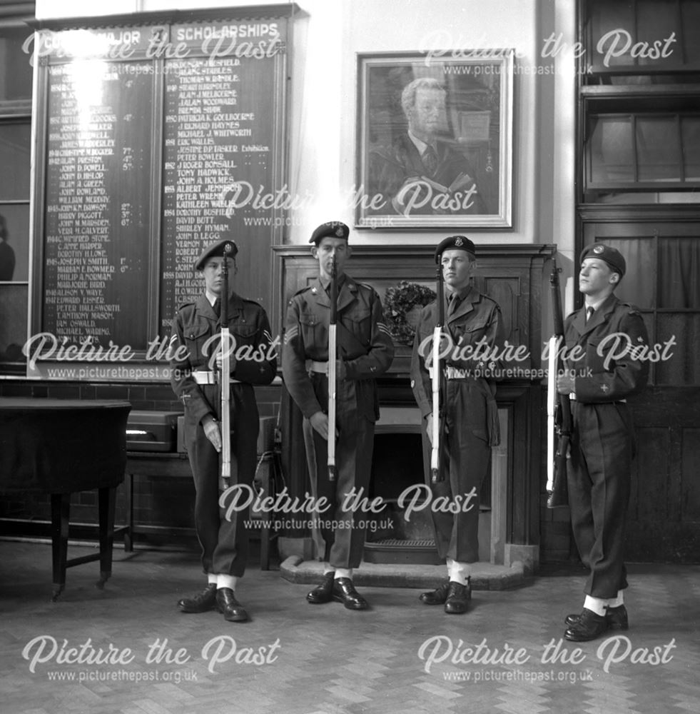 Army Cadets at Herbert Strutt School, Derby Road, Belper, c 1950s ?