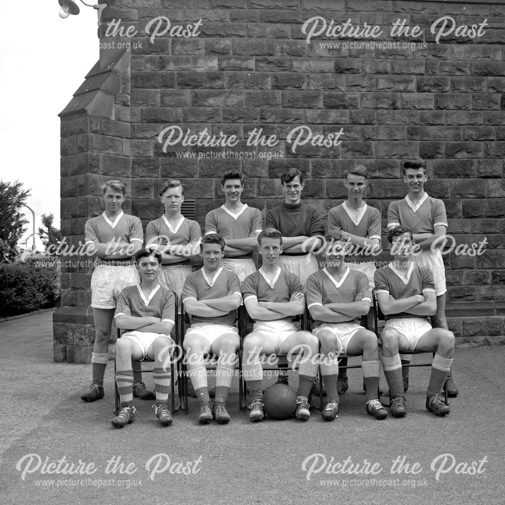 Football Team, Herbert Strutt School, Derby Road, Belper, 1958