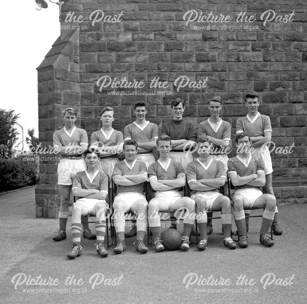 Football Team, Herbert Strutt School, Derby Road, Belper, 1958