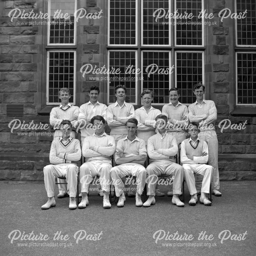 Cricket Team, Herbert Strutt School, Derby Road, Belper, 1958
