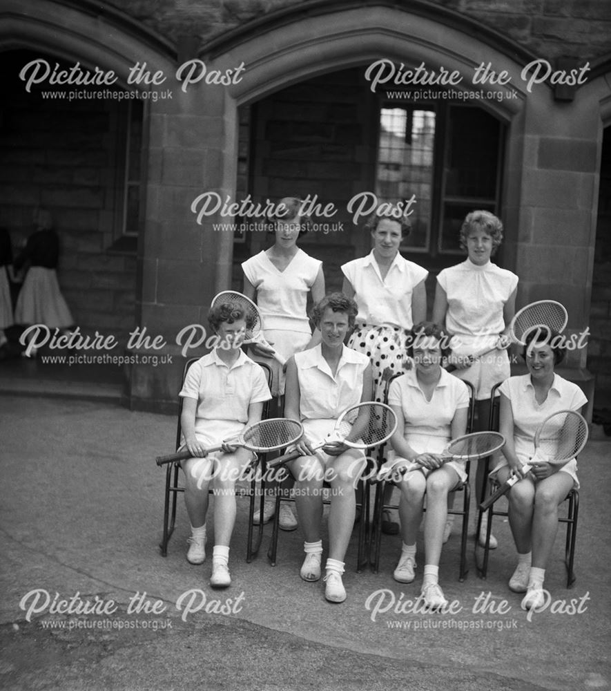 Girls Tennis Team, Herbert Strutt School, Derby Road, Belper, c 1950s ?