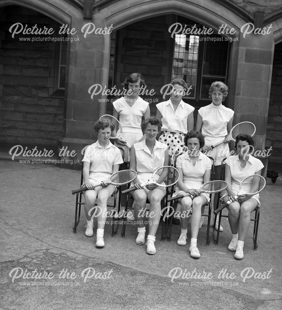 Girls Tennis Team, Herbert Strutt School, Derby Road, Belper, c 1950s ?