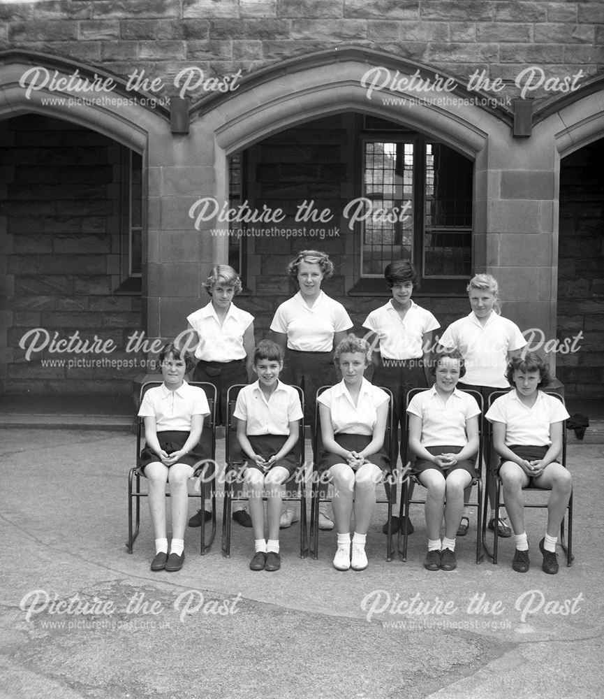 Girls Rounders Team, Herbert Strutt School, Derby Road, Belper, c 1950s ?