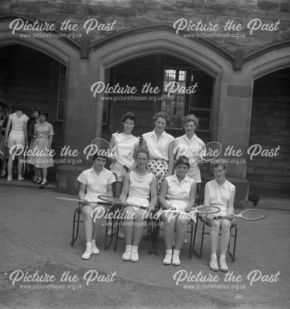 Girls Tennis Team, Herbert Strutt School, Derby Road, Belper, c 1950s ?