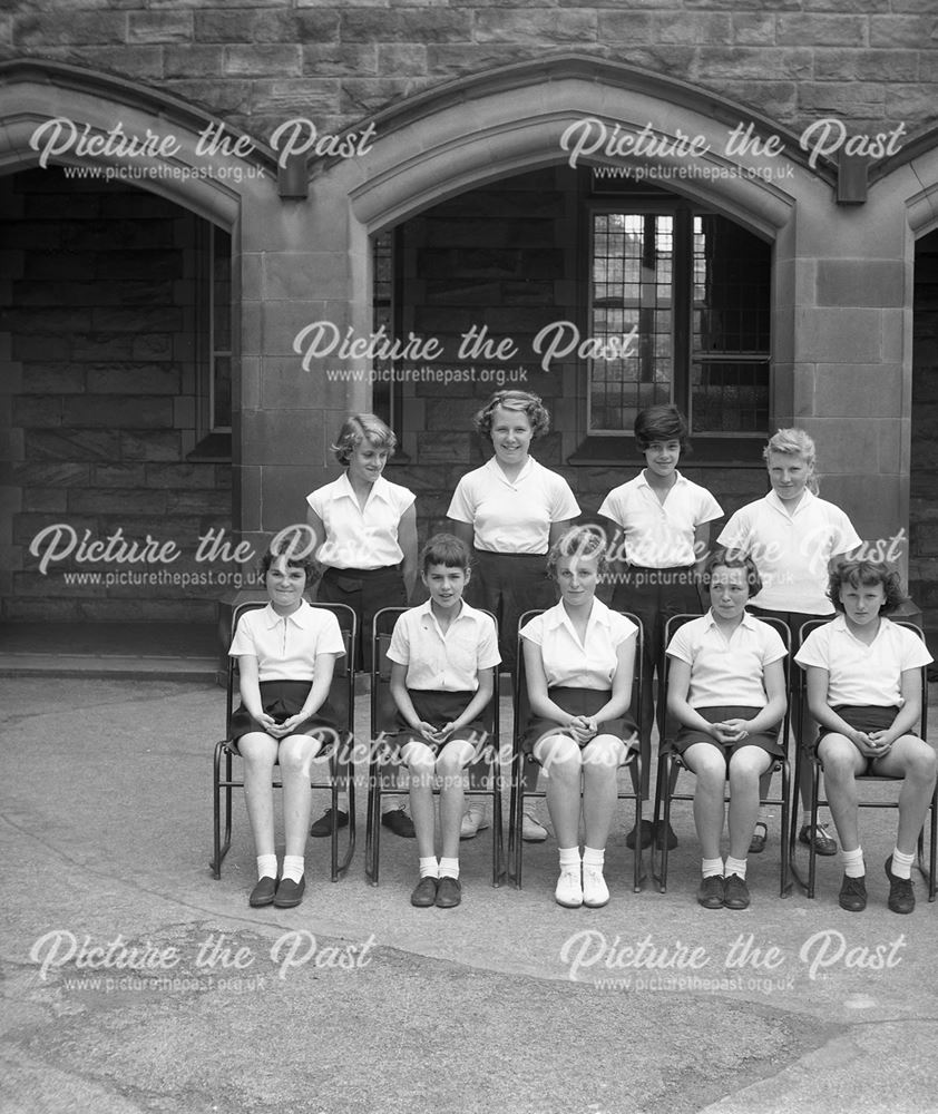 Girls Rounders Team, Herbert Strutt School, Derby Road, Belper, c 1950s ?