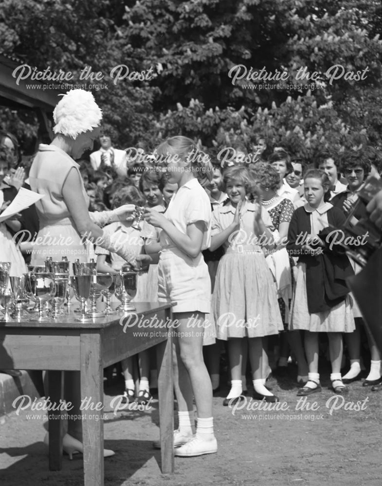 Sports Day Award Giving, Herbert Strutt School, Derby Road, Belper, 1960