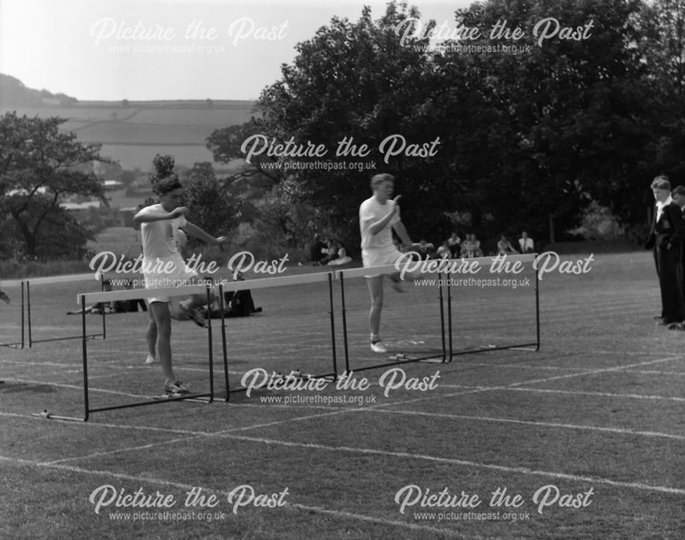 Sports Day - Hurdles, Herbert Strutt School, Derby Road, Belper, 1960