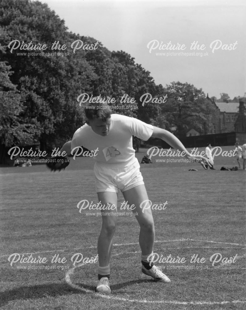 Sports Day - Discus Throwing, Herbert Strutt School, Derby Road, Belper, 1960