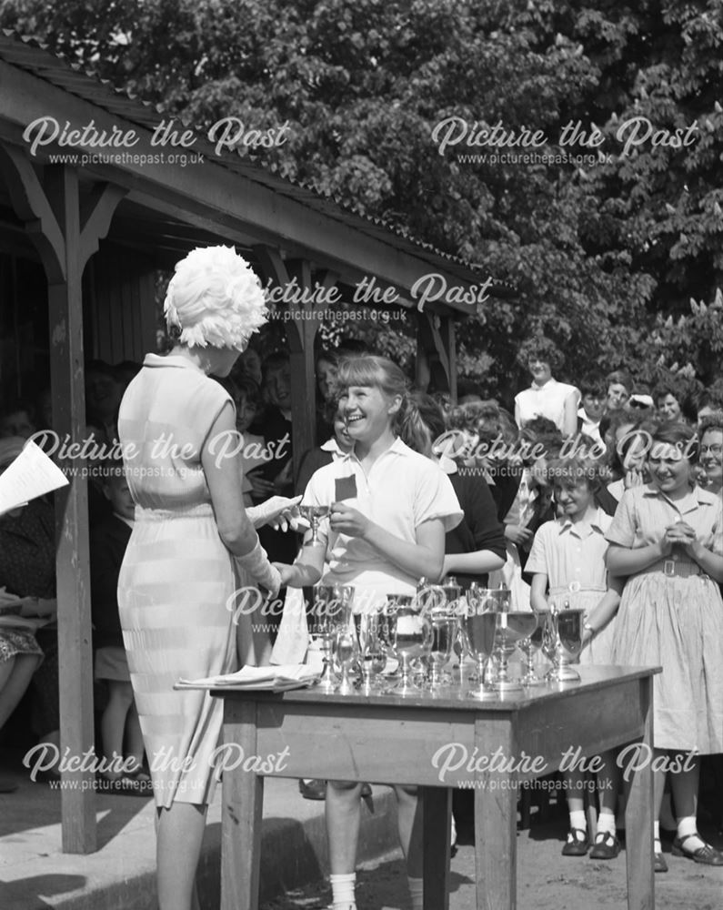 Sports Day Award Giving, Herbert Strutt School, Derby Road, Belper, 1960