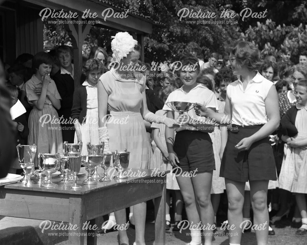 Sports Day Award Giving, Herbert Strutt School, Derby Road, Belper, 1960