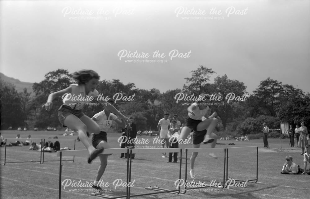 Sports Day - Hurdles, Herbert Strutt School, Derby Road, Belper, 1960