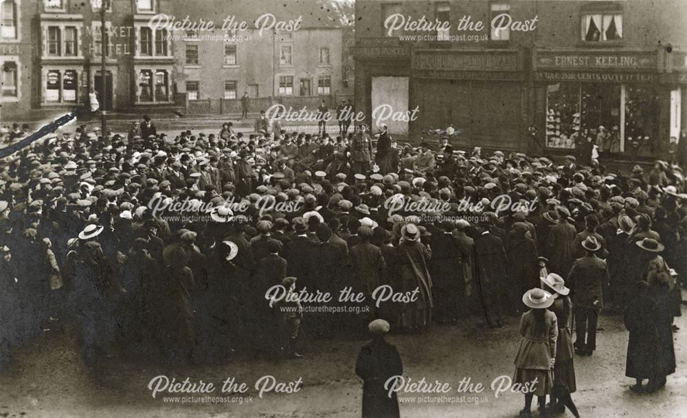 Crowds on the Market Place During First World War, Heanor, 1914