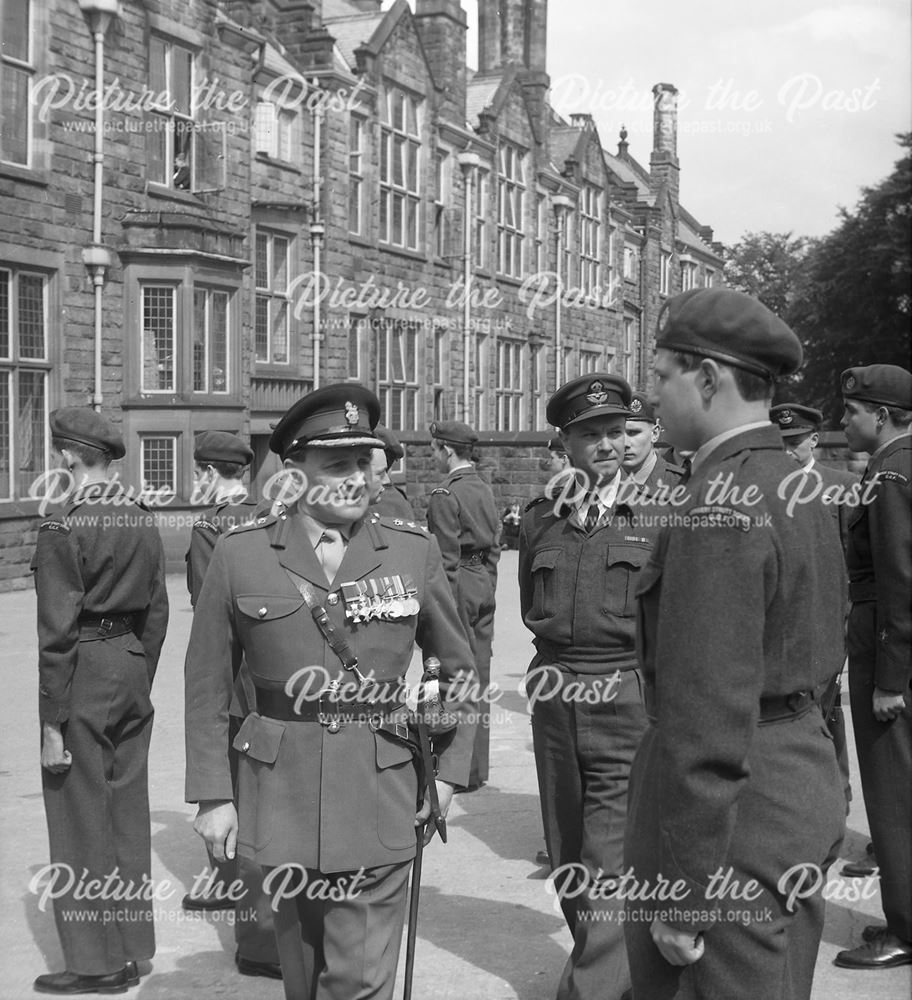 Cadets Inspection, Herbert Strutt School, Derby Road, Belper, 1961