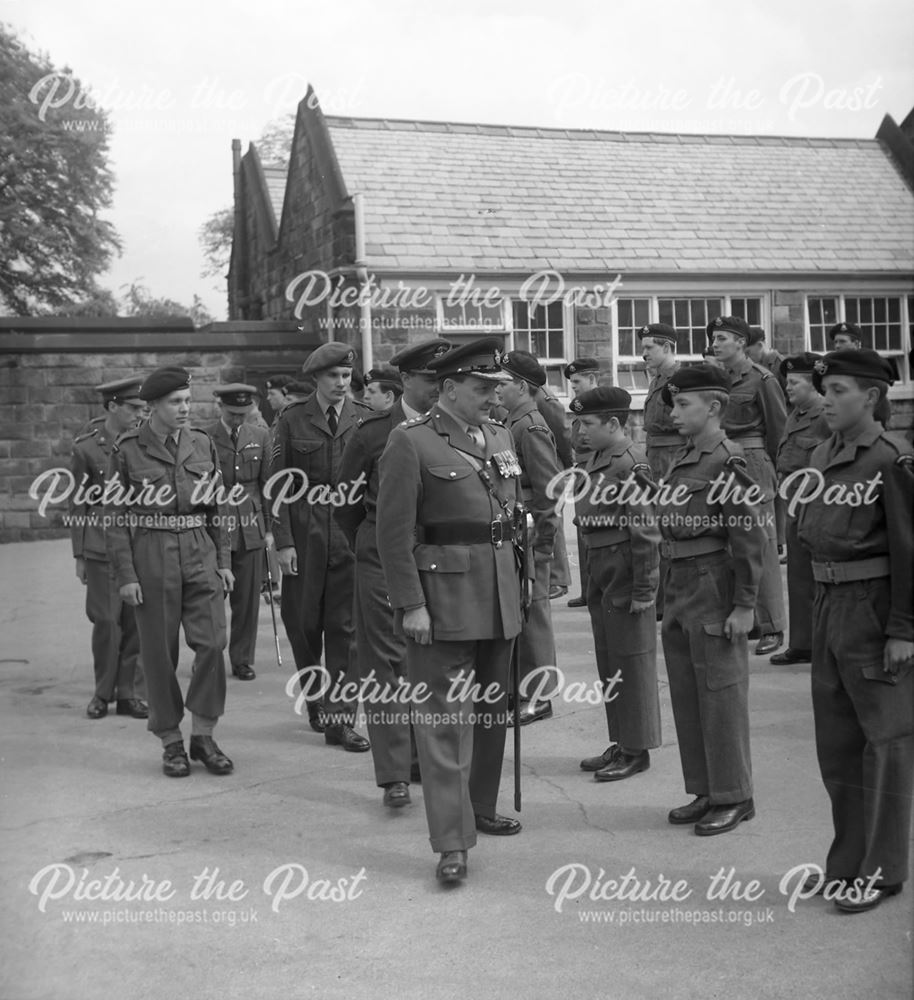 Cadets Inspection, Herbert Strutt School, Derby Road, Belper, 1961