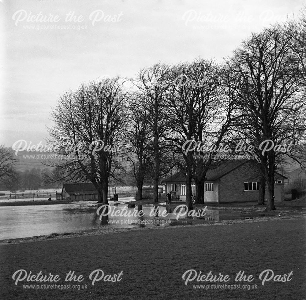 Flooded Playing Field at Herbert Strutt School, Derby Road, Belper, 1965