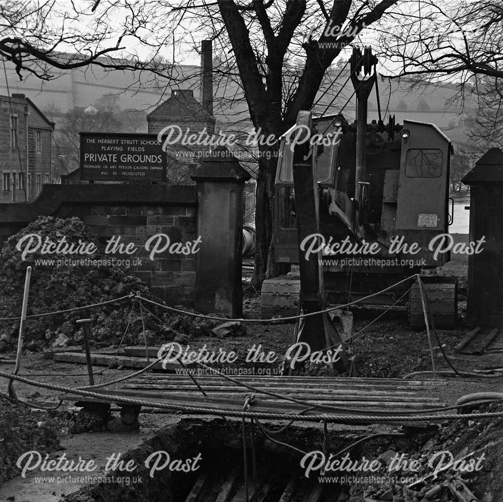 Flood Damage at Herbert Strutt School, Derby Road, Belper, 1965