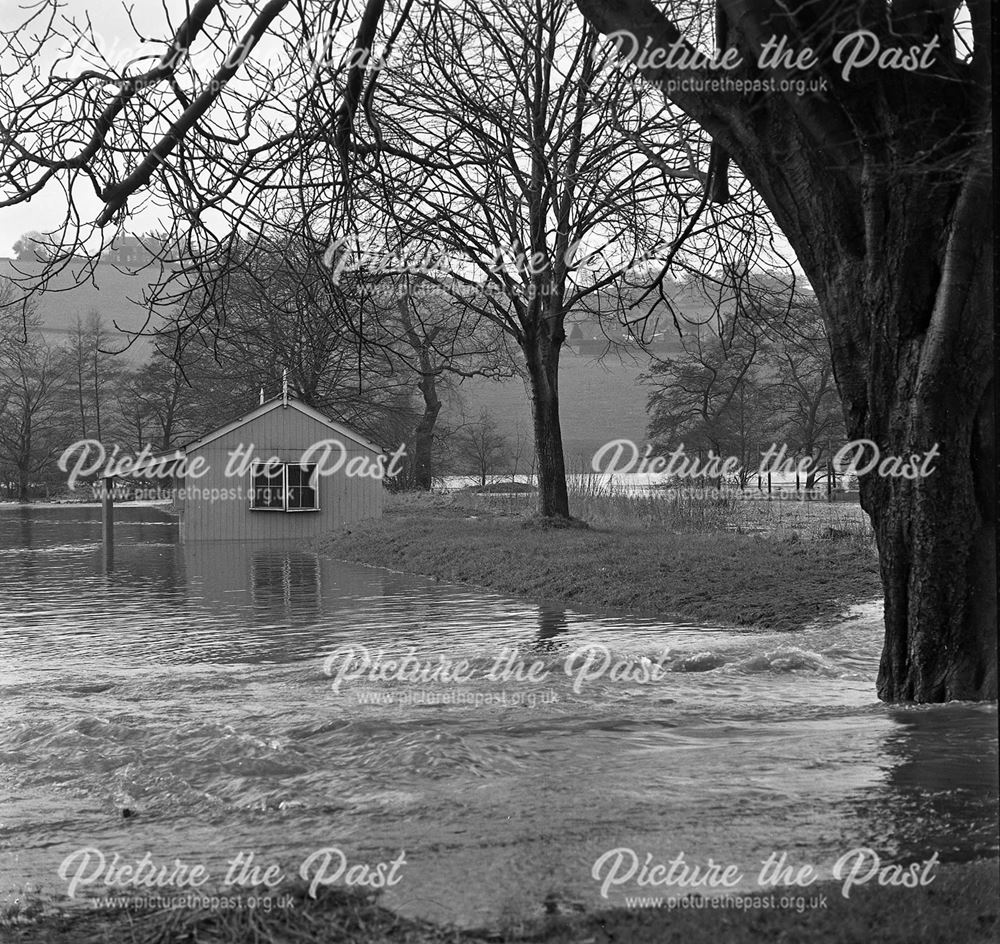 Flooded Playing Field at Herbert Strutt School, Derby Road, Belper, 1965