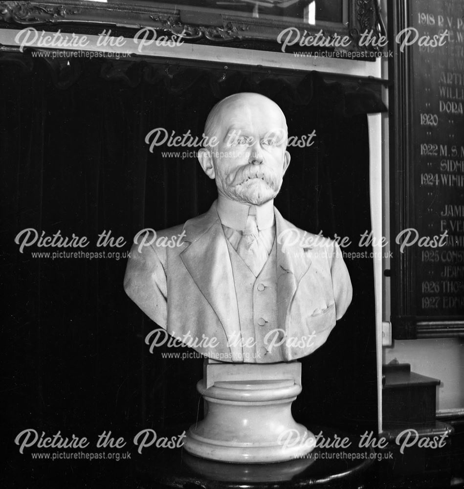 Bust of Herbert Strutt, Herbert Strutt School, Derby Road, Belper, 1960s