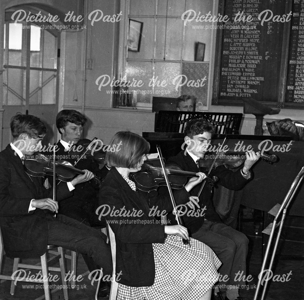 The Orchestra Rehearsing, Herbert Strutt School, Derby Road, Belper, 1961