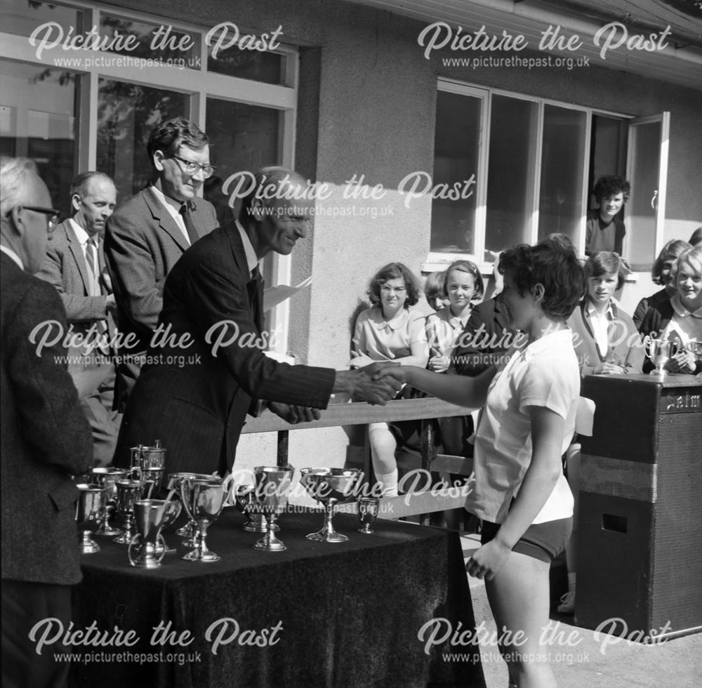 Sports Day Award Presentations, Herbert Strutt School, Derby Road, Belper, c 1960s