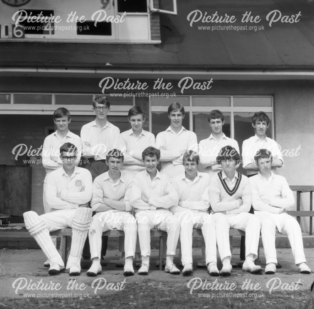 Cricket Team Portrait, Herbert Strutt School, Derby Road, Belper, 1960s