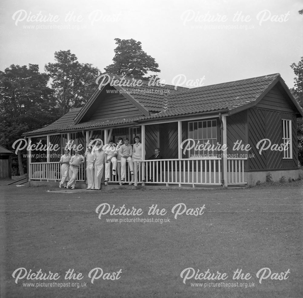 Cricket Team at the Pavilion, Herbert Strutt School, Derby Road, Belper, c 1960s