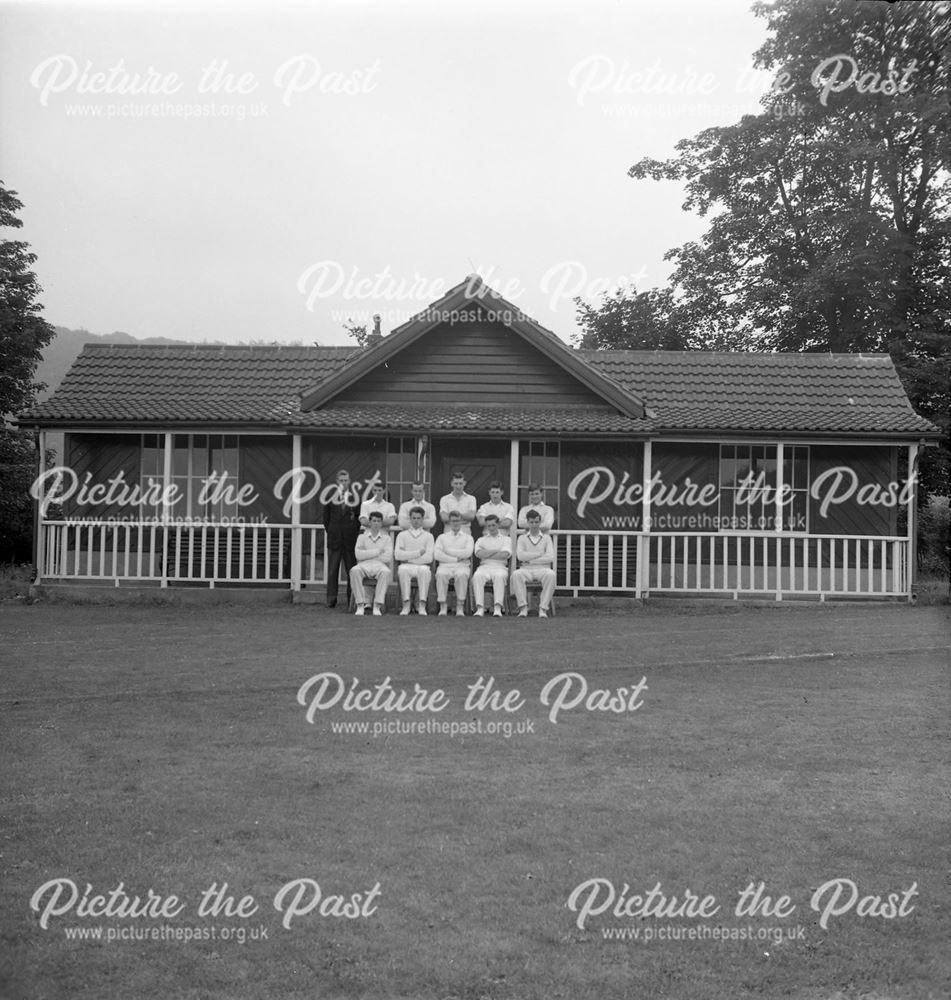 Cricket Team at the Pavilion, Herbert Strutt School, Derby Road, Belper, c 1960s
