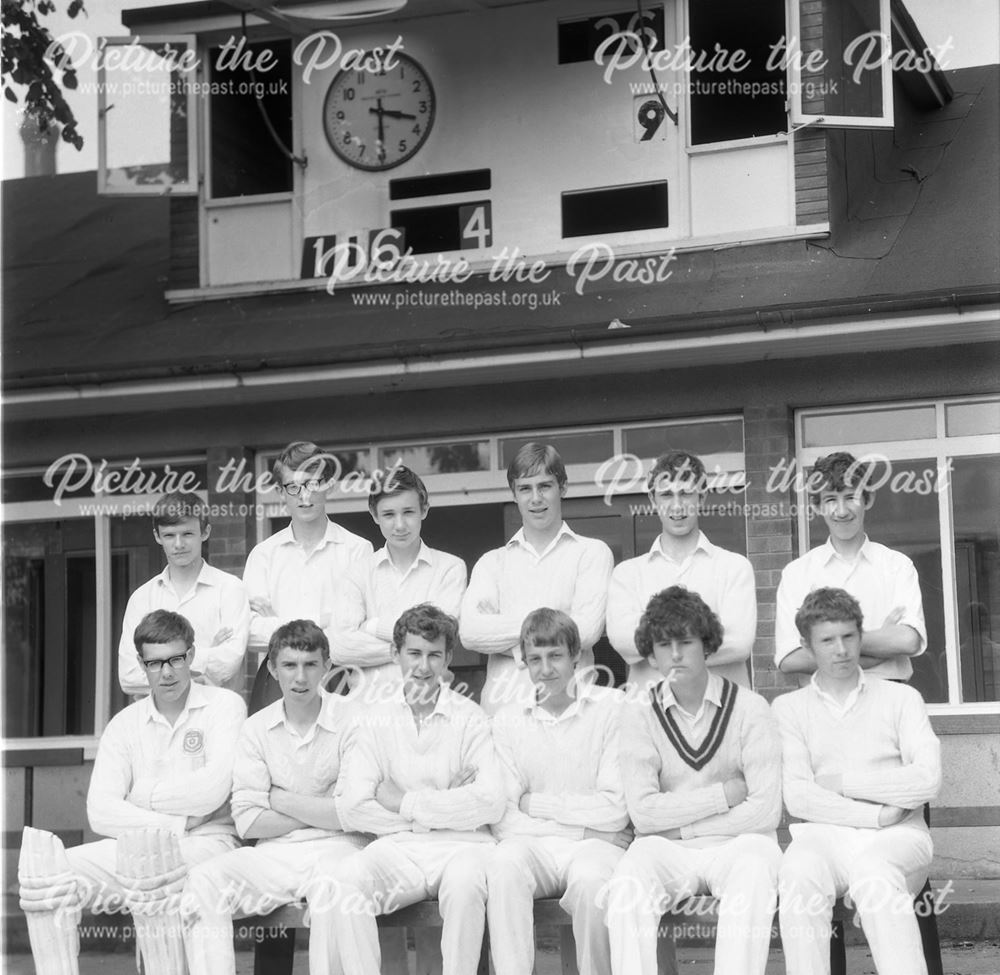 Cricket Team Portrait, Herbert Strutt School, Derby Road, Belper, 1960s