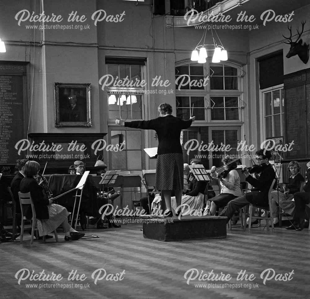 The Orchestra Rehearsing, Herbert Strutt School, Derby Road, Belper, 1961