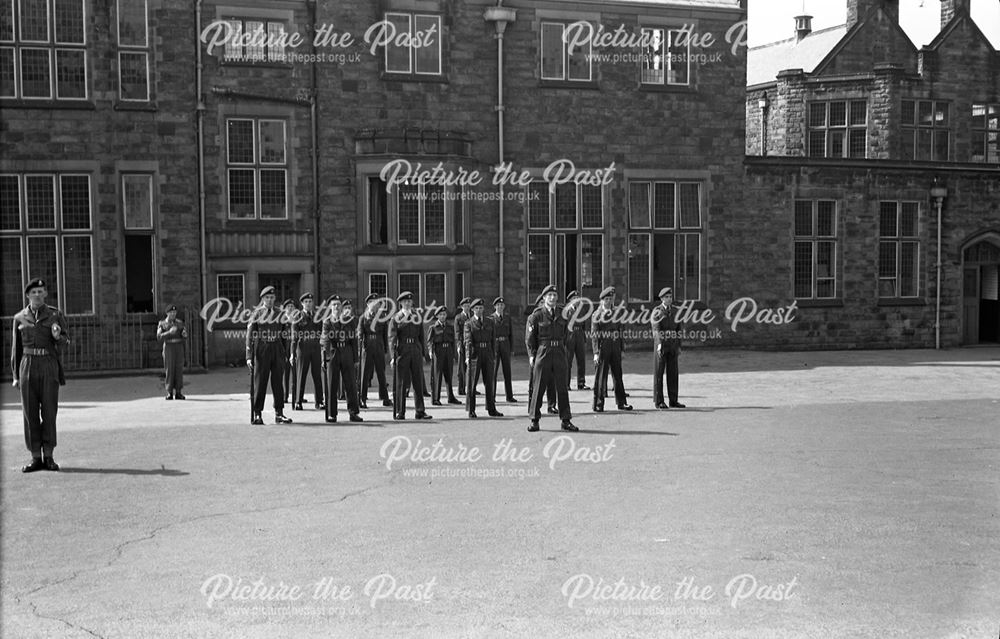 Cadets Inspection, Herbert Strutt School, Derby Road, Belper, 1961