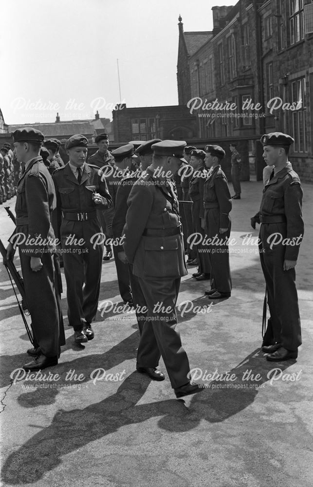 Cadets Inspection, Herbert Strutt School, Derby Road, Belper, 1961