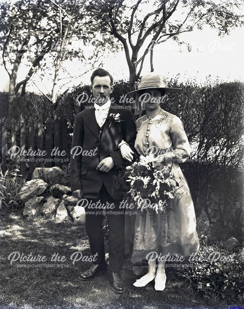 Portrait of (unknown) Wedding Couple, c 1920s