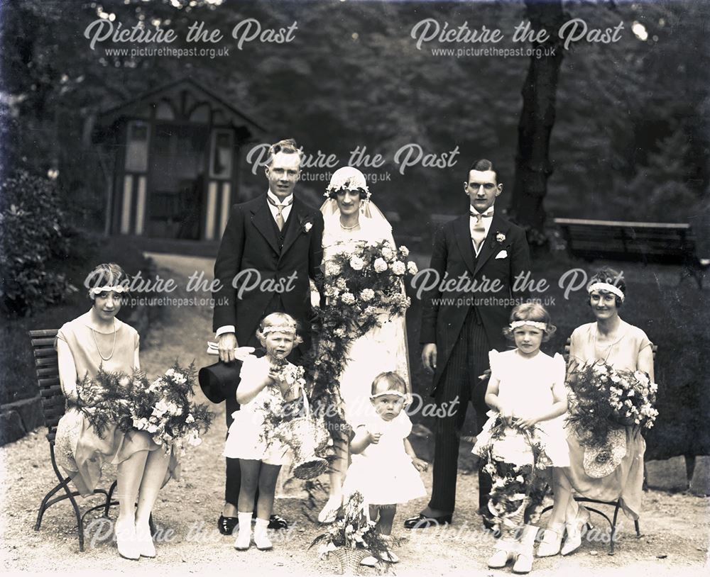 Portrait of Wedding Party, Pavilion Gardens, Buxton, c 1920s