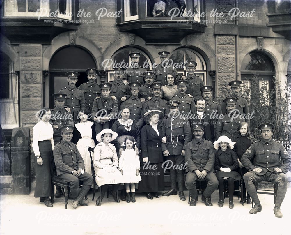 Portrait of (unknown) Regimental Wedding Party, Buxton, c 1920s