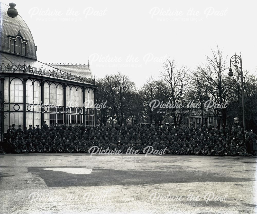 Regimental Company Photograph, Pavilion Gardens, Buxton, c 1920s