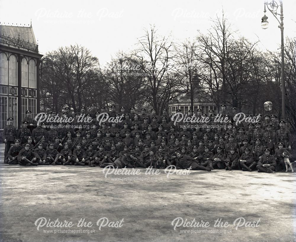Regimental Company Photograph, Pavilion Gardens, Buxton, c 1920s